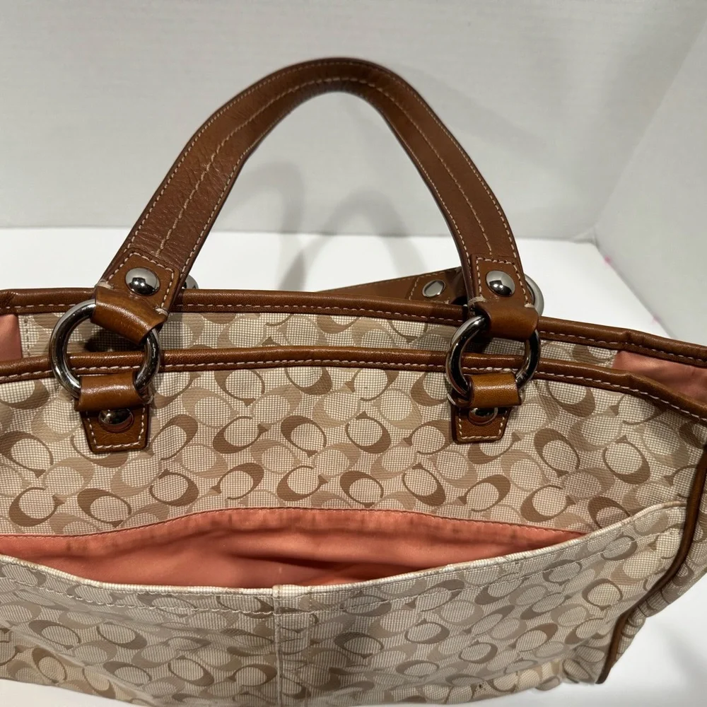 Coach Beige and Brown Signature Tote Bag Set - Picture 4 of 4